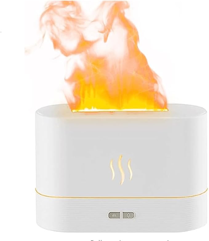Flame Aromatherapy Machine, Aroma Expander, Home Office Table Seven Color Flame Ultra Silent Air Humidifier, Aroma Diffuser (White Aromatherapy Machine)