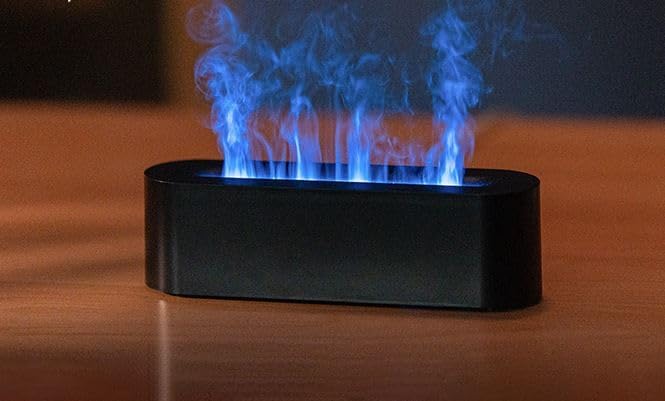 Colorful Flame Fire Diffuser Humidifier, 7 Colors Changing Oil Humidifier, Ultra-Quiet Aroma Essential Oils Aromatherapy Diffusers for Living Room, Bedroom, Office(Timeable, Waterless Auto off-150ml)
