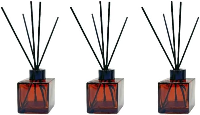 Empty Reed Diffuser Bottle and Black Reed Diffuser Sticks Refill Set for Bathroom Hotel Home Decoration (3, Brown, 50ml)