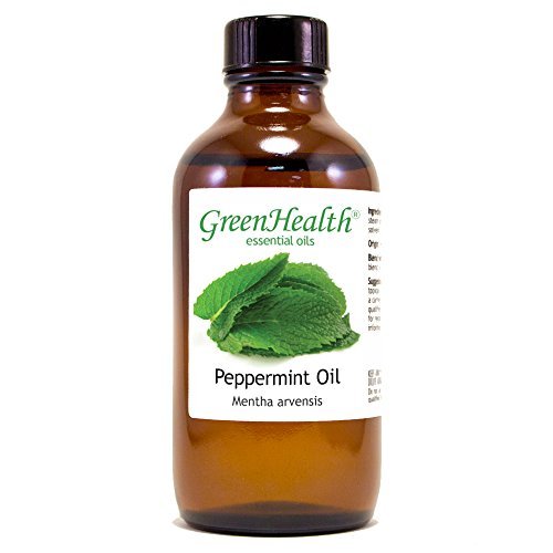 GreenHealth Japanese Peppermint Essential Oil – 4 fl oz – 100% Pure & Uncut – Strong Menthol Scent – Amber Glass Bottle with Cap – for Diffusers, DIY, Cleaning