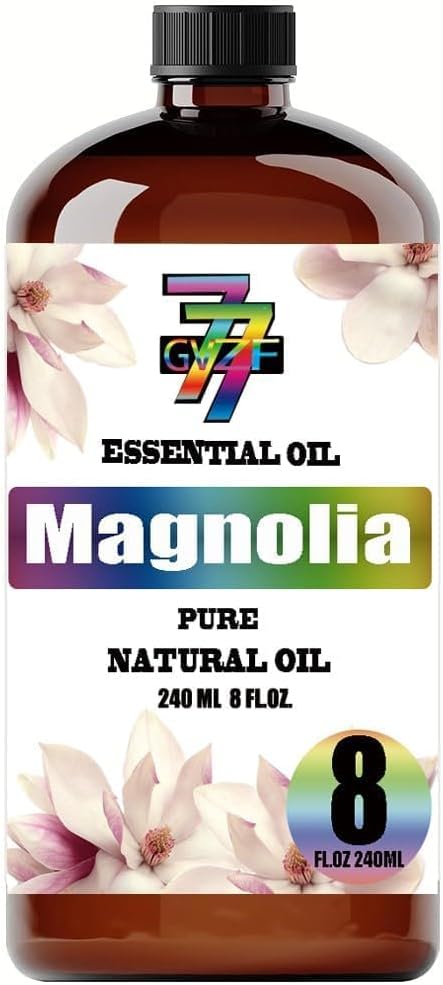 Magnolia Essential Oil - GV77ZF Magnolia Oils for Diffusers, Humidifiers, DIY Candles, Soap, Cleaning, Home, Office, Yoga, Massage, Gifts - 8 fl oz (240 ml)