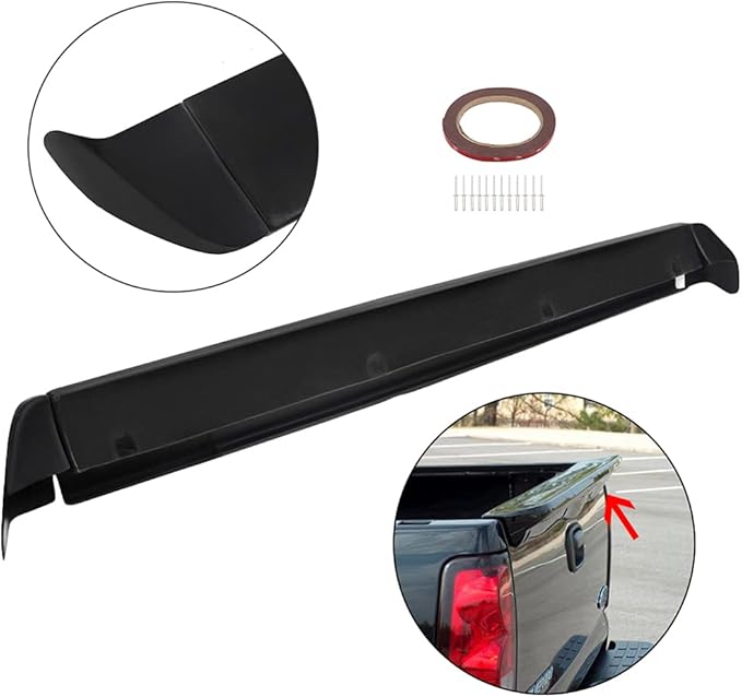 SCITOO Matte Black Rear Wing Spoiler Tailgate Body Kit Compatible with 1999-2006 for Chevy Silverado Sierra Rear Tailgate Tail Wing Spoiler Lip Splitter Chin Exterior Diffuser