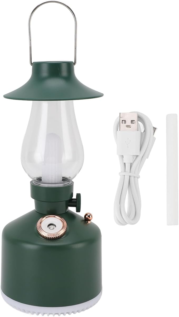 Vintage Humidifier, Essential Oil Diffuser, USB Rechargeable, Portable Lamp Humidifier, for Home Bedroom Camping (Green)