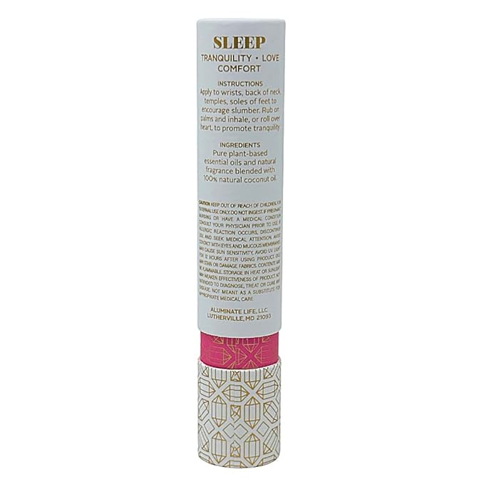 Essential Oil Rollerball - Sleep, 0.34 oz – Rose Quartz Crystal Infused Roll On with Rose, Lavender & Vanilla – Aromatherapy Blend, Vegan, Made in USA, Gift Ready