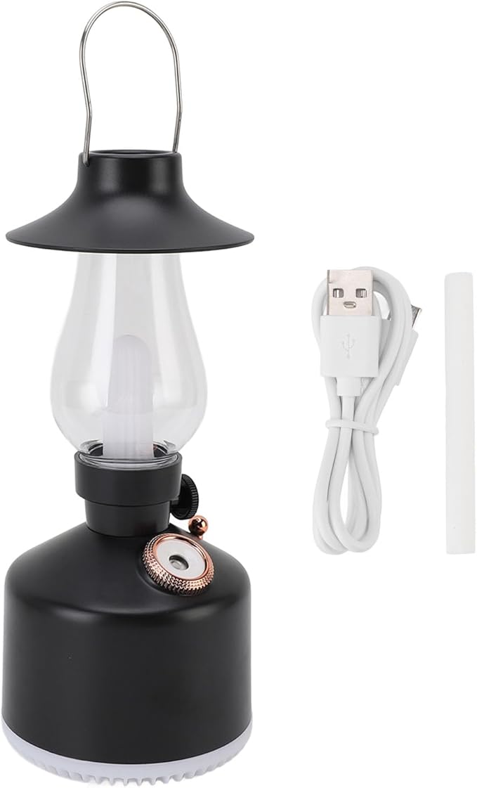 Vintage Humidifier, Essential Oil Diffuser, USB Rechargeable, Portable Lamp Humidifier, for Home Bedroom Camping (Black)