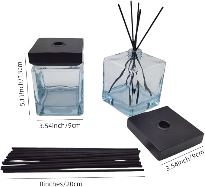 2Pcs 500ml Empty Reed Diffuser Bottle and 20 pcs Black Reed Diffuser Sticks Refill Set for Bathroom Hotel Home Decoration(Brown, 500ml)