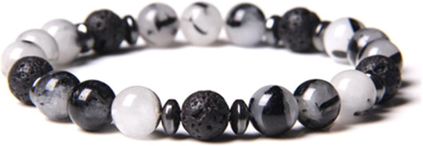 Handmade Aromatherapy Diffuser Natural Stone Bead Bracelet Lavender Essential Oil Anti Anxiety Stress Relief Stretchy Bracelet for Women Men Gift Yoga Meditation Jewelry