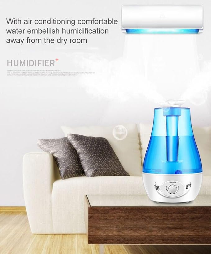 Cool Mist Ultrasonic Air Humidifier Adjustable Diffuser for Bedroom (Blue)