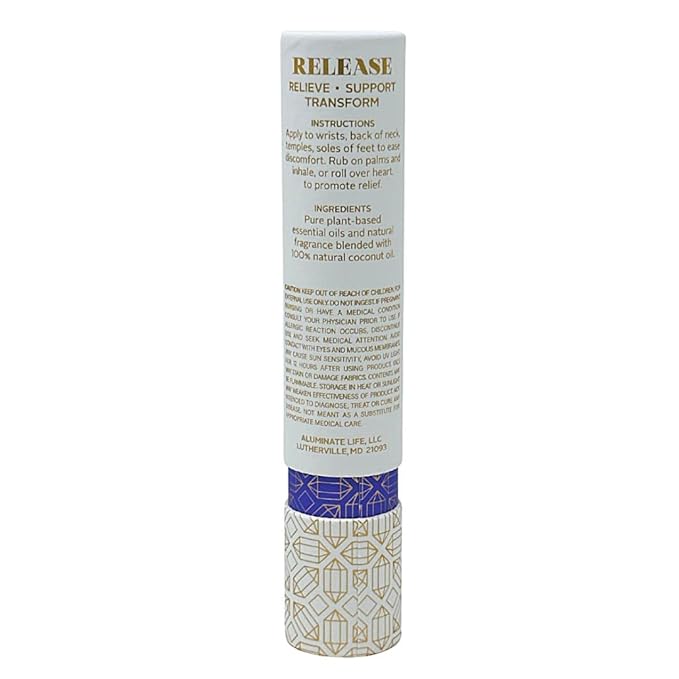 Essential Oil Rollerballs, .34 OZ, Release - Amethyst Crystal Infused - Scent of Lavender, Bergamot, & Frankincense - Aromatherapy Roll On Oils, Skin Care, Massage