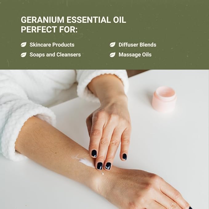 Geranium Essential Oil - Direct from Egypt Nile Delta - Pure Essential Oils for Body, Skincare & Balance - Natural Aceite de Geranio - 100% Pure Therapeutic Grade (15ml)