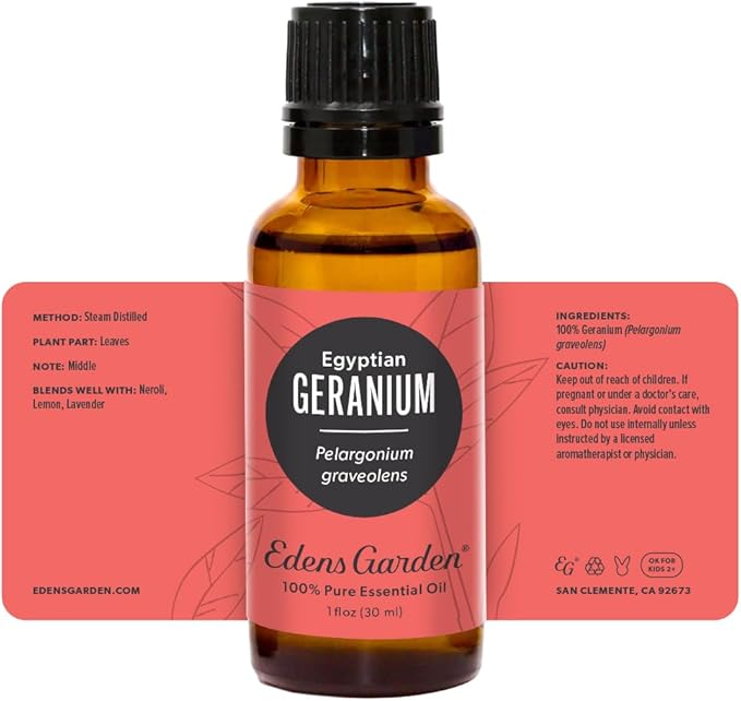 Edens Garden Geranium- Egyptian Essential Oil- 100% Pure Premium Grade, Undiluted, Natural, Therapeutic, Aromatherapy, The Best for Diffuser, Skin, Face, Hair 30 ml (1 fl oz)