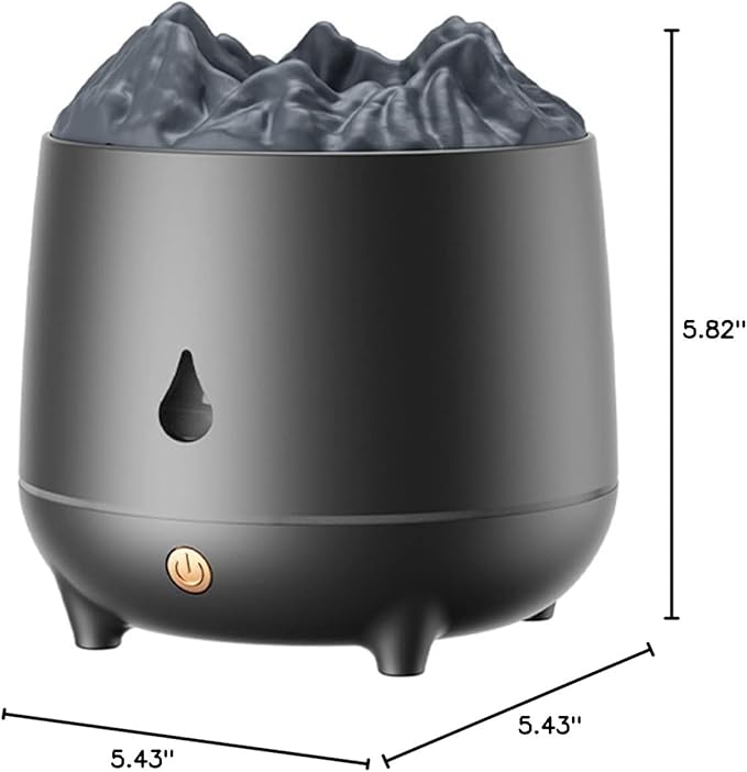 YALEDI Volcano Flame Diffuser, Aromatherapy Essential Oil Diffuser, 400ml Ultrasonic Cool Mist Humidifier for Bedroom,Office,Home,Yoga, Timer & Auto Shut-Off, Colorful Ambient Night Light (Black)