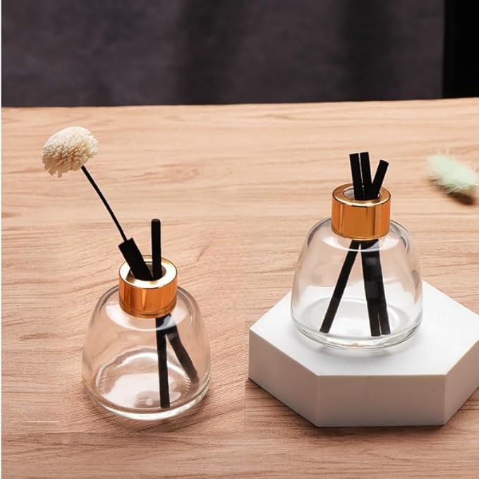 Empty Reed Diffuser Bottle and Black Reed Diffuser Sticks Refill Set for Bathroom Hotel Home Decoration (3, Transparent, 100ml)