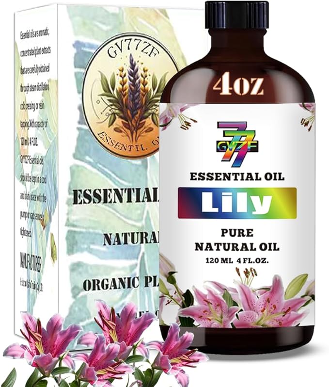 Lily Essential Oil - GV77ZF Lily Oils for Diffusers, Humidifiers, DIY Candles, Soap, Cleaning, Home, Office, Yoga, Massage, Gifts - 4 fl oz (120 ml)