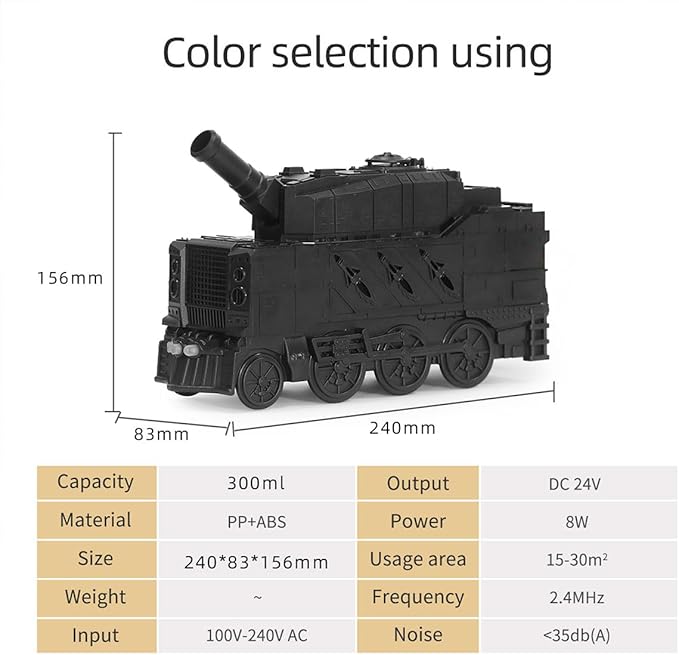 Train Essential Oil Diffuser Humidifier, 300ml Aromatherapy Humidifier with Dual-Color LED Light, 2 Mist Mode & Auto Shut-Off, Christmas Steam Train Diffuser for Home Office Bedroom