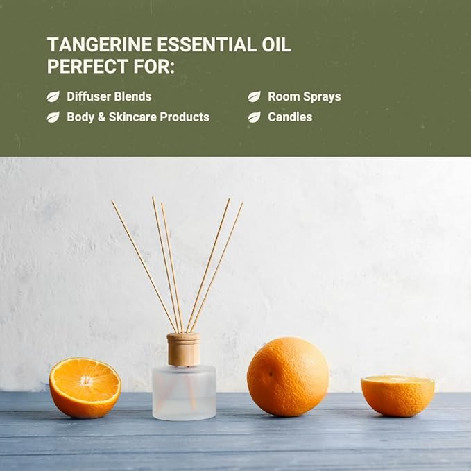 Tangerine Essential Oil - Direct from Citrusmade Italy - Cold Pressed - Aceite Esencial de Mandarina for Aromatherapy, Massage, Diffuser, DIY Candle and Soap Making - 8oz