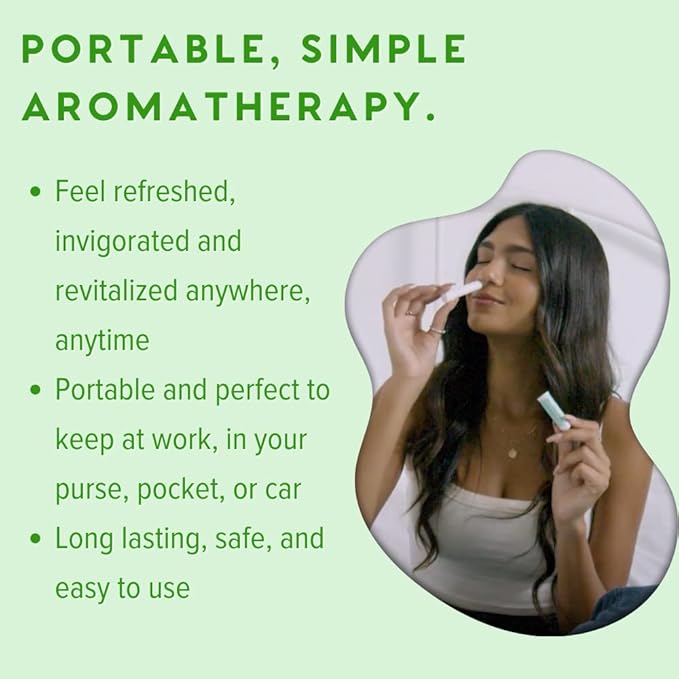 MOXE Peppermint Essential Oil Nasal Inhaler, Therapeutic No-Mess Aromatherapy, Cooling, Refreshing, Invigorating, Uplifts Mood and Positivity, Pure and Undiluted, Made in USA (3 Pack)