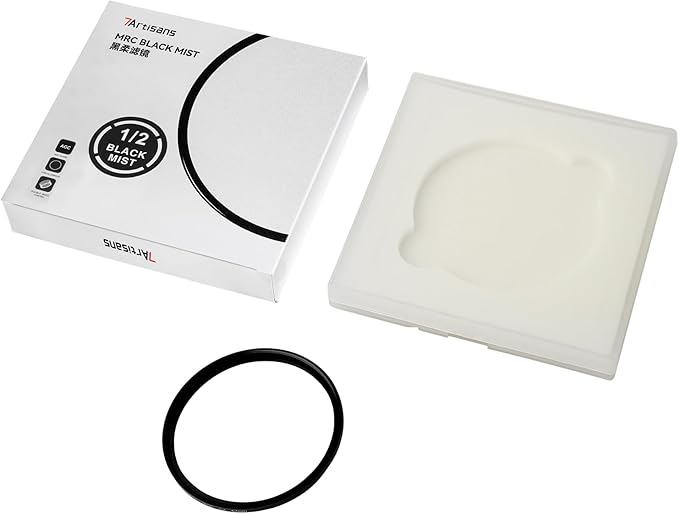 7artisans Black Mist Filter 1/2 Aluminum Alloy Natural Soft Diffuser Effect Dream Cinematic Effect Soft Focus Optical Glass Filter (46mm)