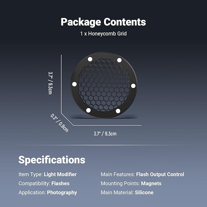 NEEWER Flash Honeycomb Grid, Magnetic Speedlite Flash Light Shaper Compatible with Godox V1/V1 PRO V850III/860II NEEWER NW620 NW700 NW760 Z880 Z760 Z1 Z2, Adapter Rings Not Included, CRS15