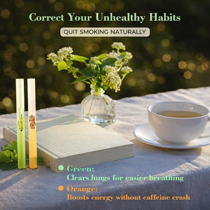 Mullein Herbal Diffuser Pen – Smokeless Inhaler for Quitting Smoking, Lung Cleansing with Mullein Thyme & Mint – Flavored Air Freshener, 2 Sticks Vaporless