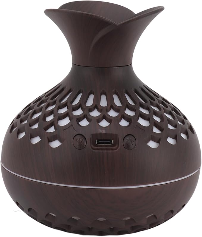 300ml Mini Humidifier,Low Noise Aroma Air Diffuser Humidifier with USB Design,Desktop Noiseless Air Purification Cool Mist Humidifier for Home car Bedroom Office(Dark Brown)
