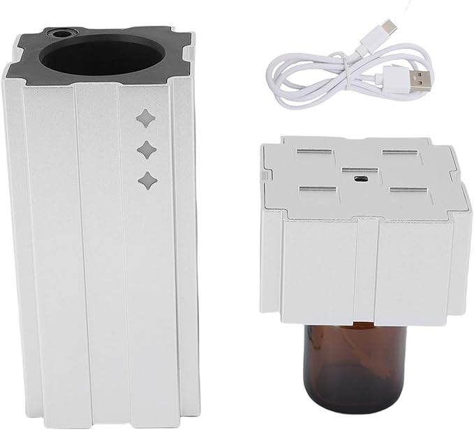 Luocute Waterless Essential Oil Diffuser, 20ML Low Noise Anti Leakage Intelligent Mode Dual Fluid Cold Mist Essential Oil Diffuser, Suitable for Car Bedroom Office (Silver)