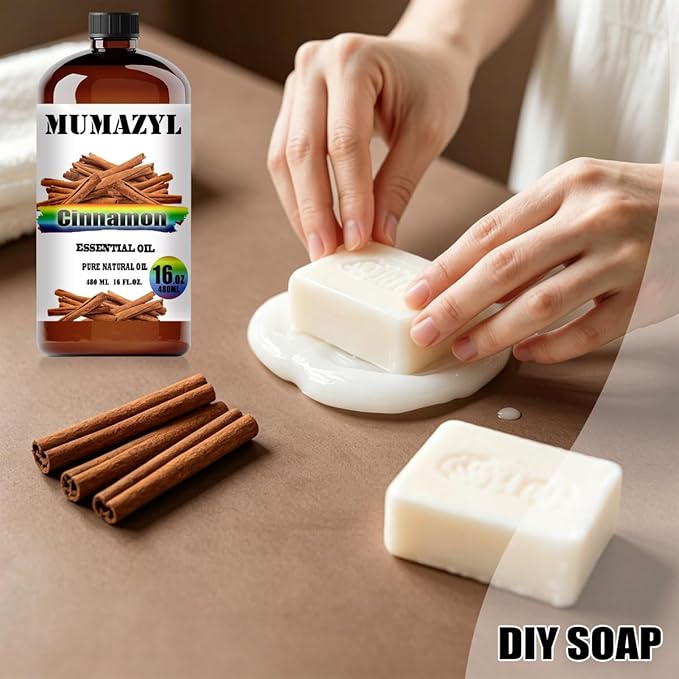 Cinnamon Essential Oil, Cinnamon Oil 16 Fl Oz 480ML for Diffuser Humidifier Yoga Cleaning DIY Candle Soap Making MUMAZYL Essential Oils