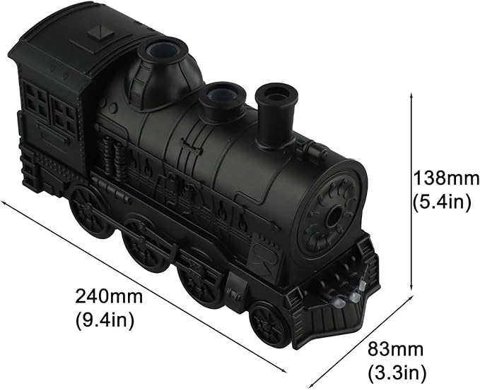 FABULETTA 300ml Retro Steam Train Essential Oil Diffuser with Cool Mist Humidifier, Quiet 25dB Operation, Auto Shut-Off, Dual Light Modes & Timer for Bedroom(Black)