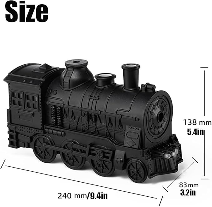 300ml Train Diffuser, Vintage Steam Train Aromatherapy Essential Oil Diffuser with Dual-Color LED Light, Quiet Aromas Diffuser with Cool Mist Modes &Smart Remote for Rooms,Bedrooms, Desks (White)