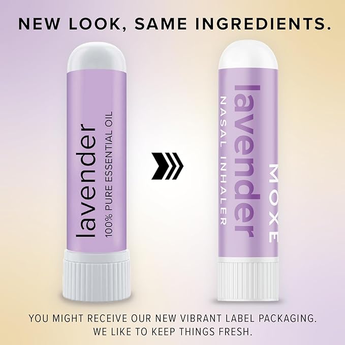 MOXE Lavender Essential Oil Nasal Inhaler, Therapeutic No-Mess Aromatherapy, Relaxation, Naturally Calming, Before Sleep Routine, Uplifts Mood, Pure and Undiluted, Made in USA (1 Pack)