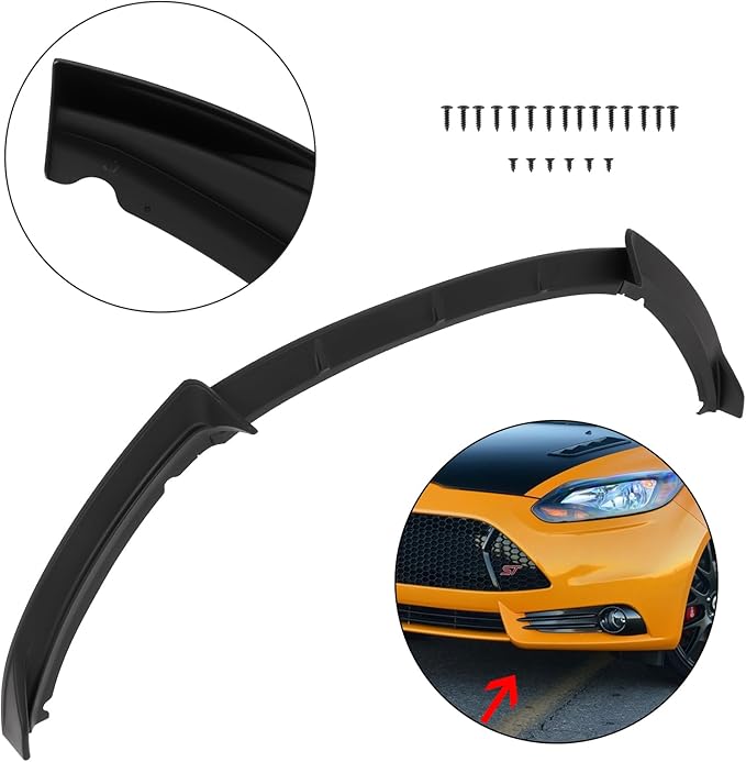SCITOO Matte Black Front Lip Spoiler Body Kit Compatible with 2013-2014 for Ford Focus ST Front Bumper Lip Splitter Chin Exterior Diffuser