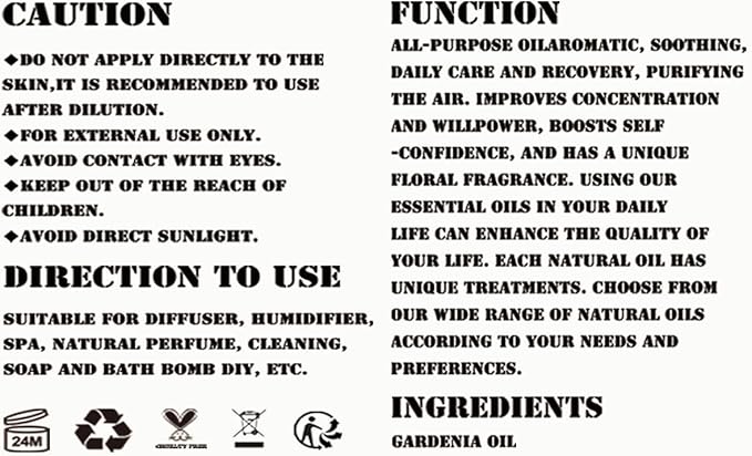 Gardenia Essential Oil - GV77ZF Gardenia Oils for Diffusers, Humidifiers, DIY Candles, Soap, Cleaning, Home, Office, Yoga, Massage, Gifts - 4 fl oz (120 ml)