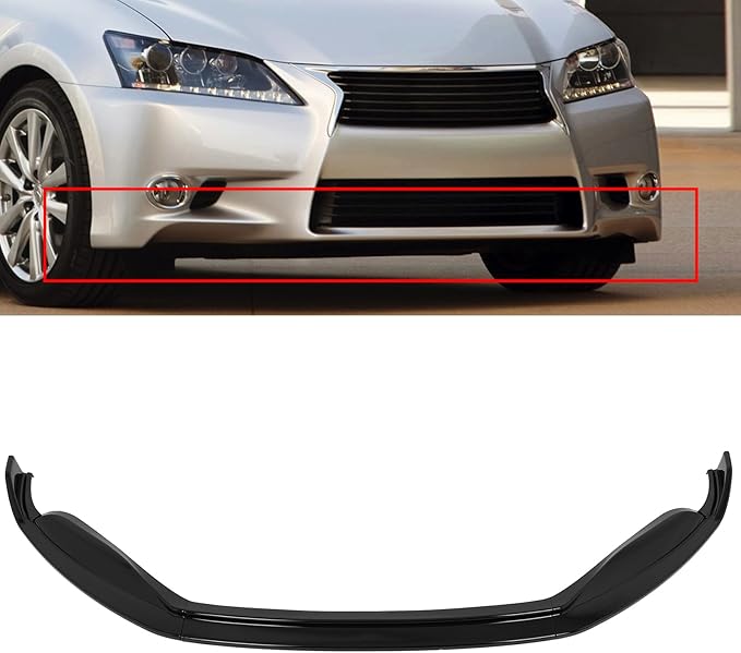 SCITOO 3PCS Front Bumper Lip Compatible for 2013-2015 for Lexus for GS-Series Base Front Lip Spoiler Glossy Black (PP) Plastic Air Dam