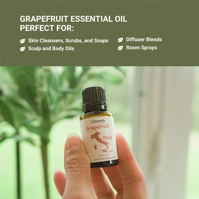 Grapefruit Essential Oil - Direct from Citrusmade in Sicily - Natural Aceite de Pomelo for Skin and Energy - Aromatherapy | 100% Pure Therapeutic Grade (8oz)