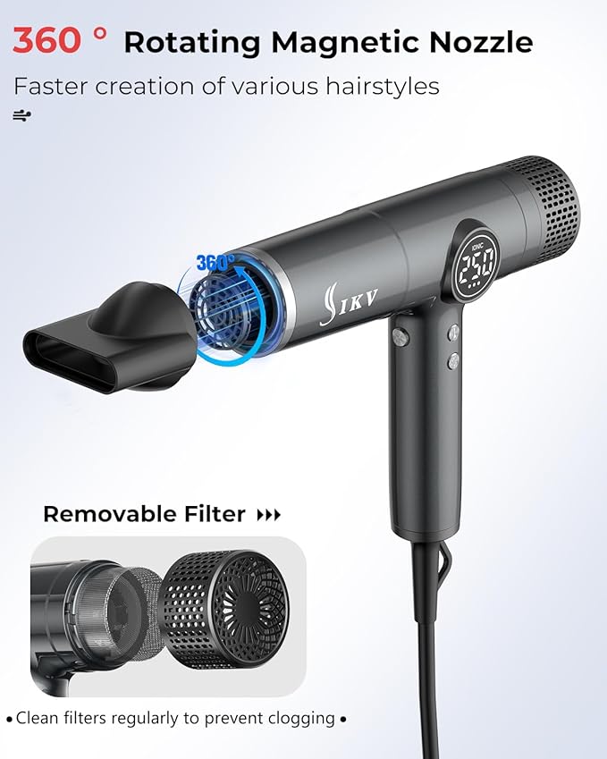 Travel Hair Dryer with Diffuser, 110V-240V Dual Voltage High-Speed Ionic Hair Dryers, 2200W Fast Drying, Lightweight, Low Noise, No Hair Damage