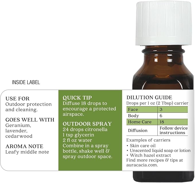 AURA CACIA Citronella Java Essential Oil, 0.5 FZ