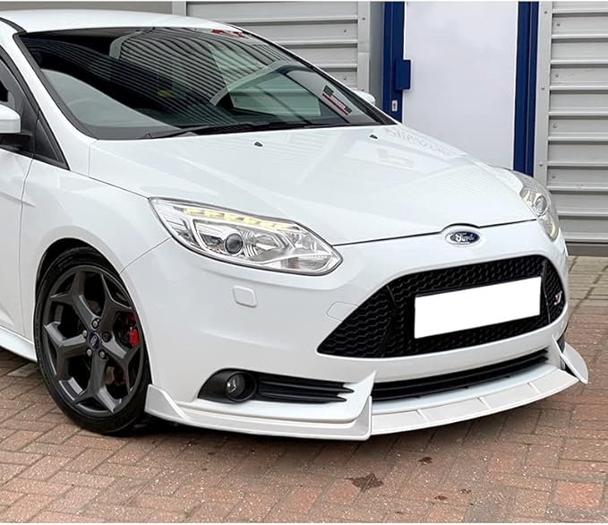 3PCS Front Bumper Lip Kit fit for Compatible with 2012-2014 Ford Focus ST MK3, GT-Style Splitter Trim Protection Spoiler, Air-Dam-Chin-Diffuser (Painted White)
