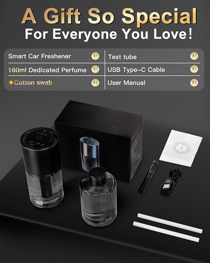 All-New, Smart Car Air Freshener Diffuser 160ml Large Capacity for 6 Months, Real-Time Monitoring, 90-Day Battery Life, 3 Modes, 7-Color with Starry Ceiling, for Car, Bedroom and Office.(COLOGNE)