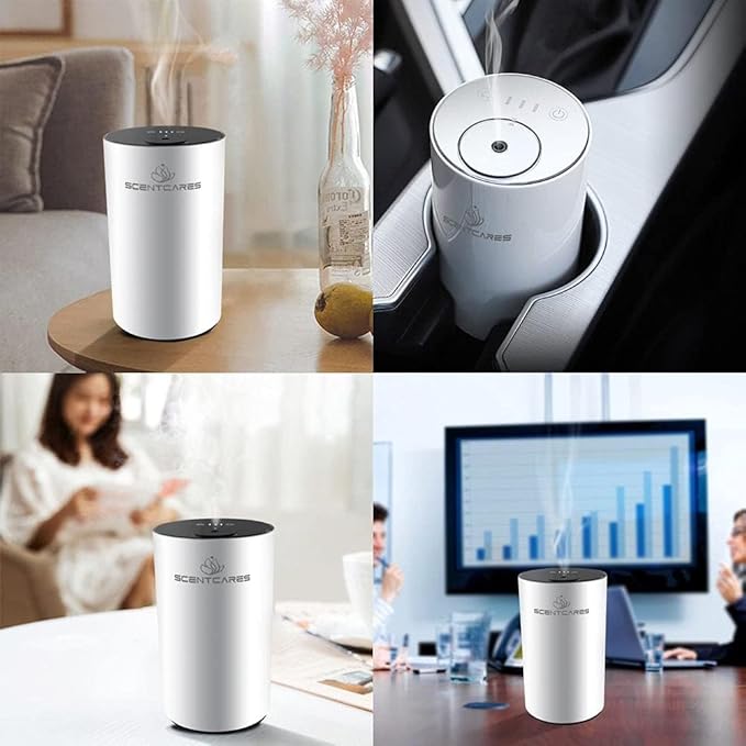 Sentiment Diffuser, Waterless Diffusers for Essential Oils - Diffusers for Home, No Water & Portable & Smart & Cordless Design, for Cold Mist (White)