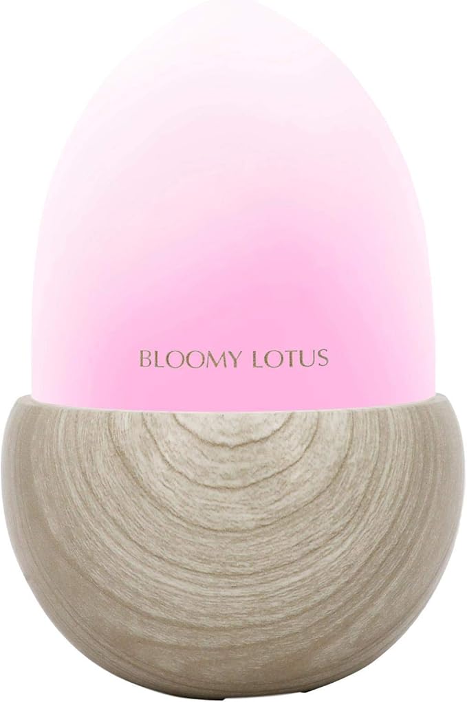 Bloomy Lotus Petite Acorn Ultrasonic Diffuser | Artfully Designed & Inspired by Nature | Natural Wood Base, Frosted Glass Top | Whisper-Quiet Operation, Ambient LED Lighting, Long Misting Times