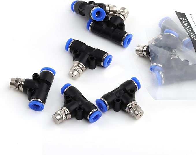 SNS Misting Nozzles Water Misting Tees Thread 1/4 Inch and Brass Orifice Nozzle for Outdoor Spray Cooling System(10 Pieces) SPKE1/4-1.1