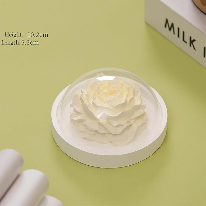 Essential Oil Passive Flower Diffuser -Non-Electric Peony Flower Porcelain Aromatherapy Diffusers for Small Mini Room, Desk Decorative, Bathroom (Yellow, Peony)