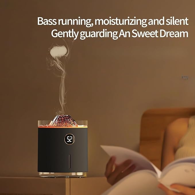 500ml Large Capacity Digital Flame Jellyfish Aromatherapy Machine, Volcanic Flame Mist ultrasonic Cold Mist Diffuser, Silent Operation, Suitable for bedrooms, Offices, Homes, Gifts (Back)