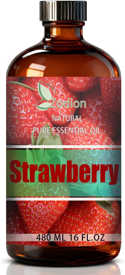 Strawberry Essential Oil, 16 fl oz (480ml) - ZODION Strawberry Fragrance Oil for Diffuser, Massage, Humidifier, DIY Candle, Soap Making, Home, Bath, Yoga