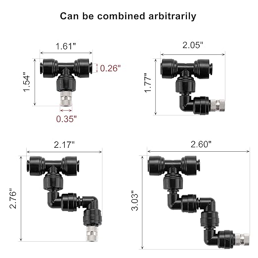 CozyCabin 360° Adjustable Mist Cooling System Nozzles Water Sprayers Connectors, Stainless Steel Misting Nozzles for Pets Reptiles Ecological Garden Patio Greenhouse, 5 Packs