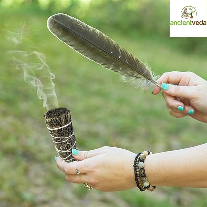 Ancient VEDA Organic Smudge Kit – Lavender, Palo Santo, Sweetgrass, Abalone Shell, Feather & Smudge Guide | Home Smudging Kit for Energy Cleansing, Meditation, Healing (Healer's Kit, Lavender Sage)