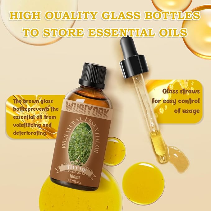 Thyme Essential Oil 100ML - 100% Pure and Natural Therapeutic Grade Oils for Aromatherapy Diffuser - 3.4 Fl Oz/Thyme