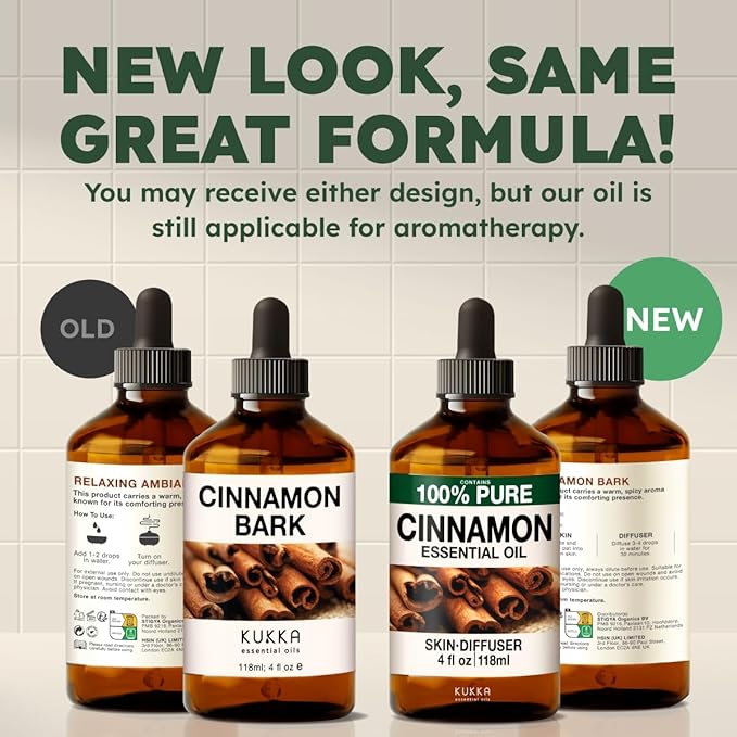100% Pure Cinnamon Oil - 4 Fl Oz Cinnamon Essential Oil for Hair, Skin, Diffuser, Aromatherapy & DIY Soap Making Scent