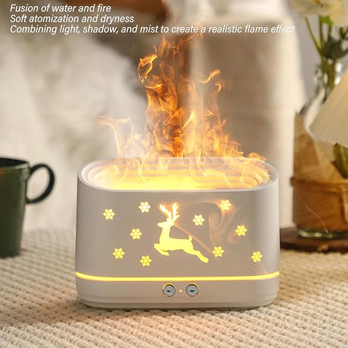 Flame Pattern Air Diffuser Humidifier, Large 300ml Capacity Quiet Mist Maker with Dual Spray Modes, Flame Effect Essential Oil Diffuser for Home Office Bedroom