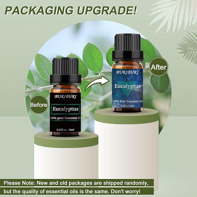 Eucalyptus and Vanilla Essential Oil Set 2 Pack, 100% Pure Diffuser Oil for Massage, Soap Making